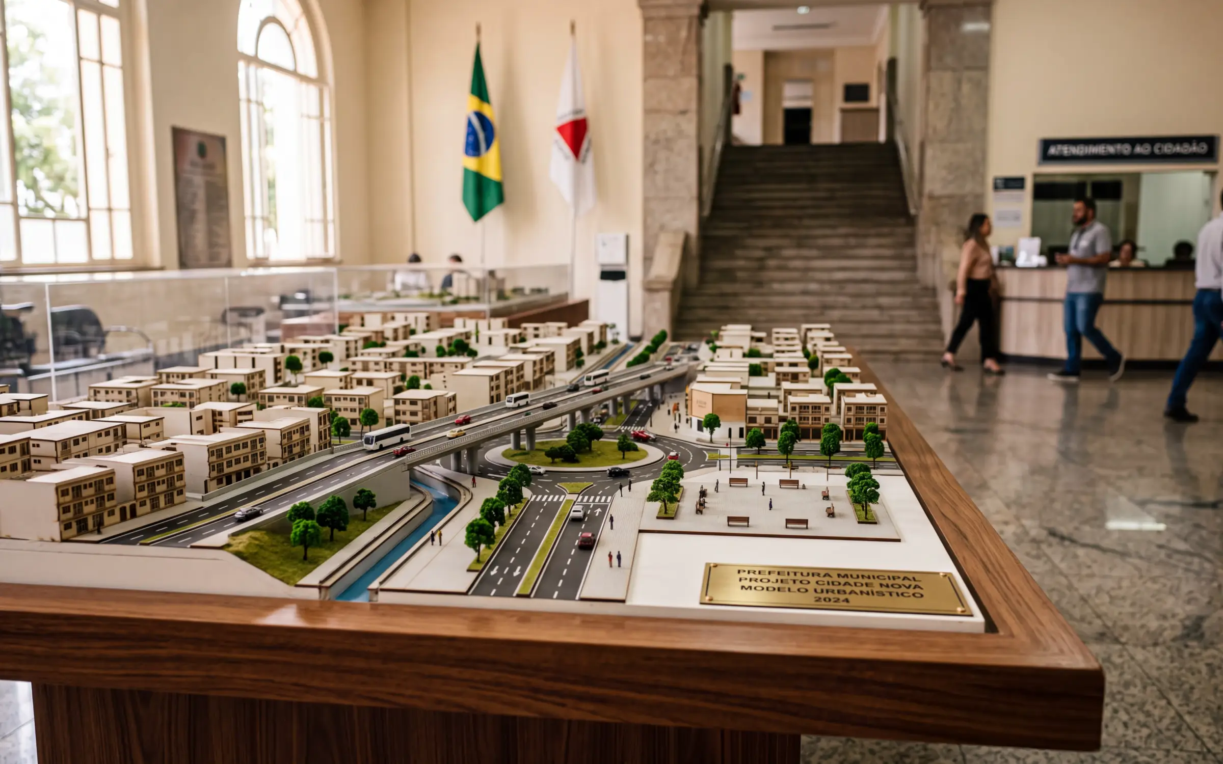 PPPs e Concessões em Municípios: prefeitura com maquete de projeto de infraestrutura